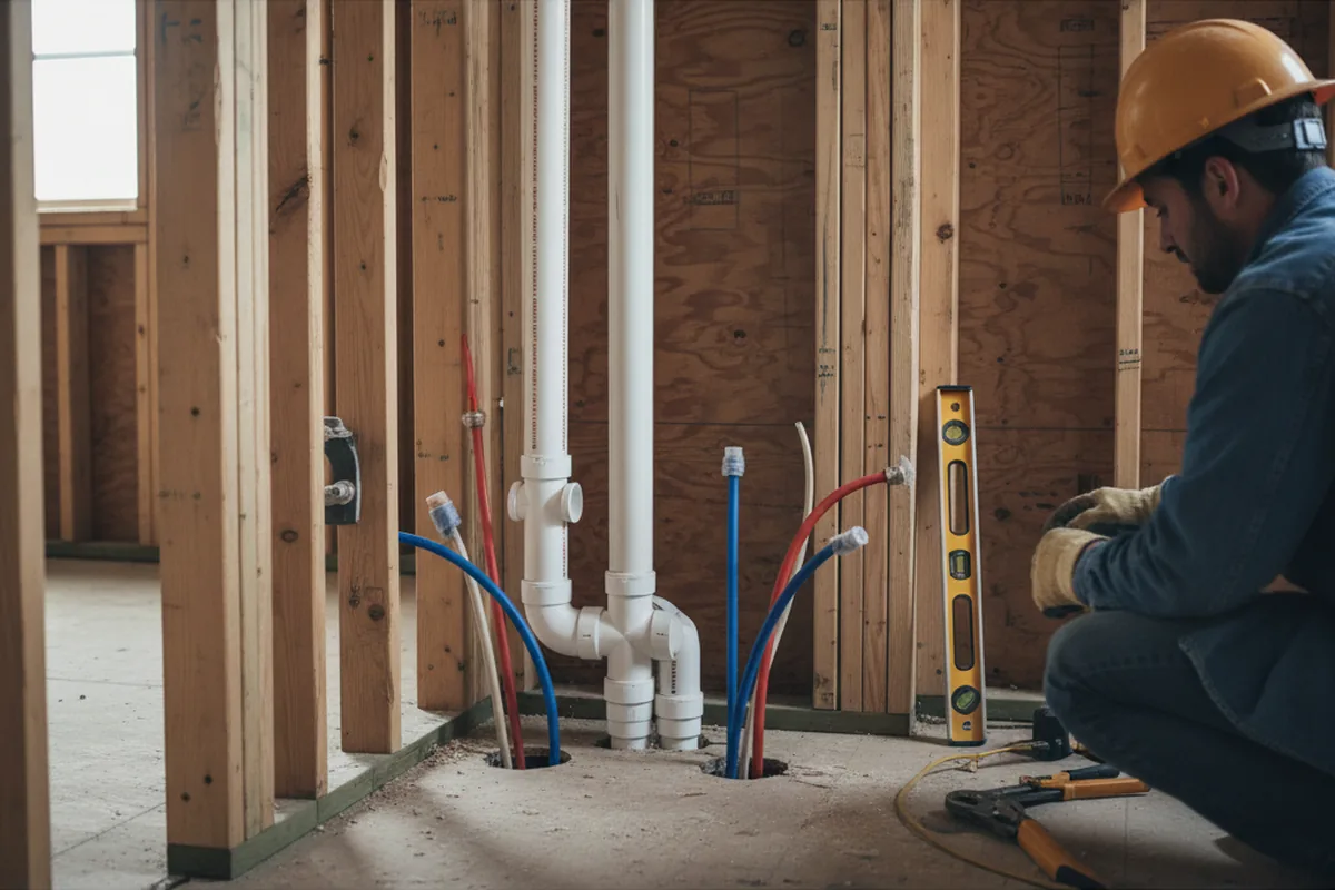 Drain and supply rough-in during Garbage Disposal Repair in Minneapolis
