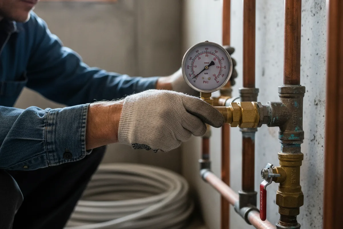 Pressure testing a repaired line during Water Line Repair in Minneapolis